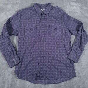 Cinch Shirt Mens XL Purple Modern Fit Western Pearl‎ Snap Long Sleeve Geometric